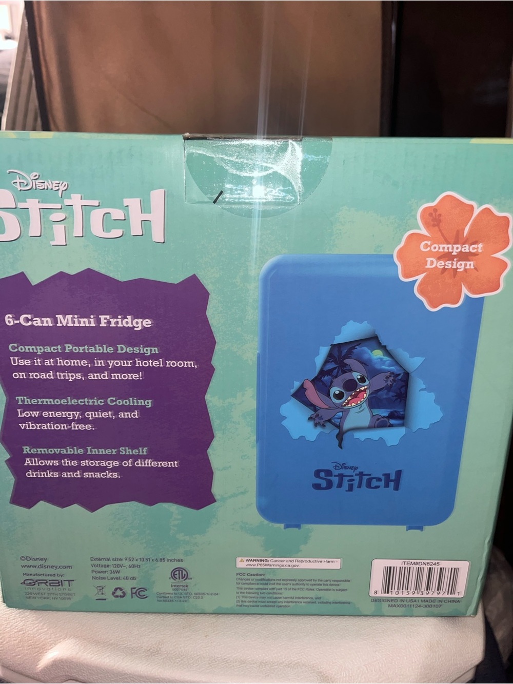 Disney Stitch Portable Mini Fridge in Teal and Blue